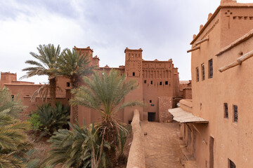 A great example of Moroccan earthen clay architecture of Ait Benhaddou, Ouarzazate, Morocco.  The village is UNESCO World Heritage Site.