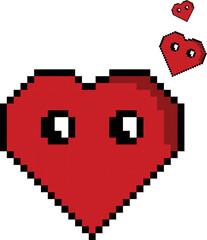 Obraz premium Valentine Heart pixel vector. Red pixel heart
