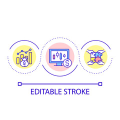 Boost financial growth loop concept icon. Increase company income. Finance strategy. Improve revenue abstract idea thin line illustration. Isolated outline drawing. Editable stroke. Arial font used