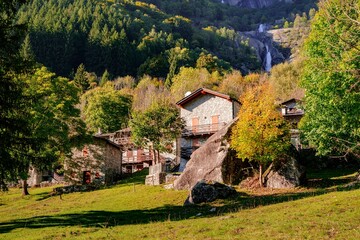 An autumn day in Mello's and Masino's Valley, Lombardy northern Italy Alps