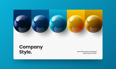 Fresh 3D balls annual report template. Unique company brochure design vector concept.