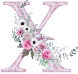 pink letter with flowers bouquet decoration