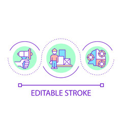 Logistic chain loop concept icon. International delivery. Transportation company. Shipping service abstract idea thin line illustration. Isolated outline drawing. Editable stroke. Arial font used