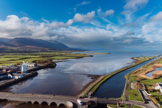 scenic view of Blennerville windmill on The Dingle peninsula in County Kerry, Ireland. High quality photo