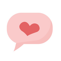 Illustration icon of pink message notification with heart.