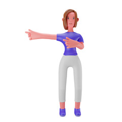 Woman pointing left side 3D Icon