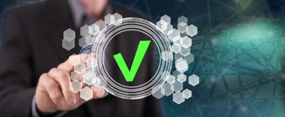 Man touching a validation process concept