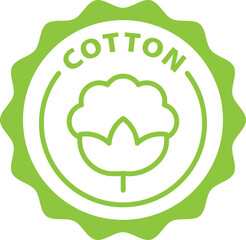 cotton green stamp. Symbol, outline icon, tag, badge, label, circle, green white vector round isolated on transparent background.