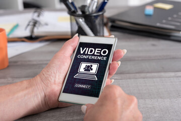 Video conference concept on a smartphone