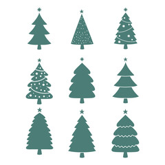 Set of christmas tree design elements vector