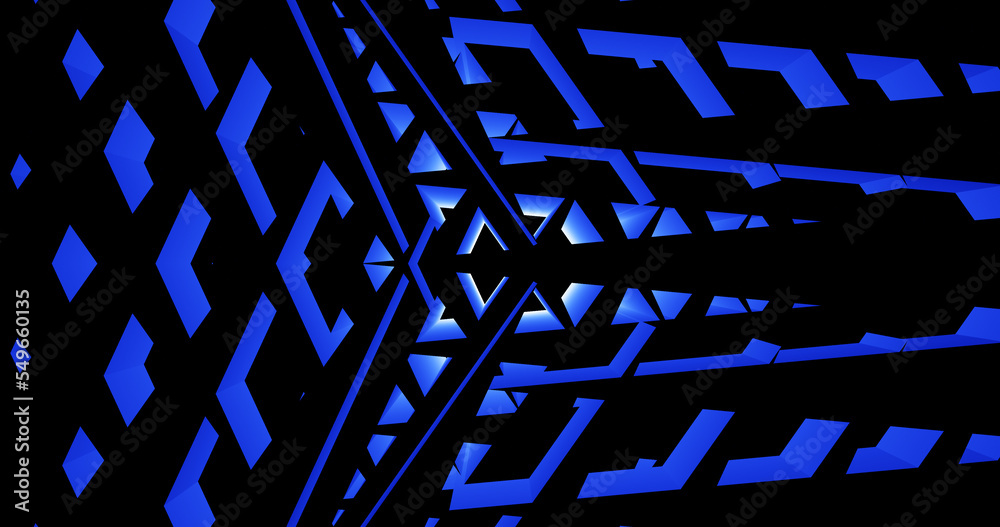 Sticker Render with intersecting triangles in blue light