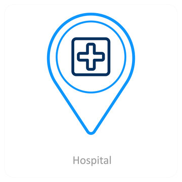 Hospital And Location Icon Concept