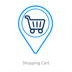 Shopping cart and location icon concept