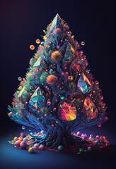 Abstract christmas tree with lights