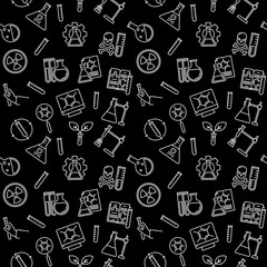 Chemistry dark seamless pattern. Chemical Laboratory vector background