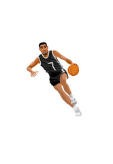 Man playing basketball. Vector illustration isolated on white	