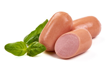 Boiled pork sausages, isolated on white background. © GSDesign