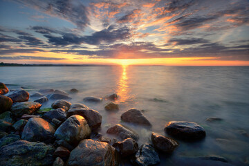 Sunset, Baltic Sea, Gdansk Bay, Gdansk, Poland