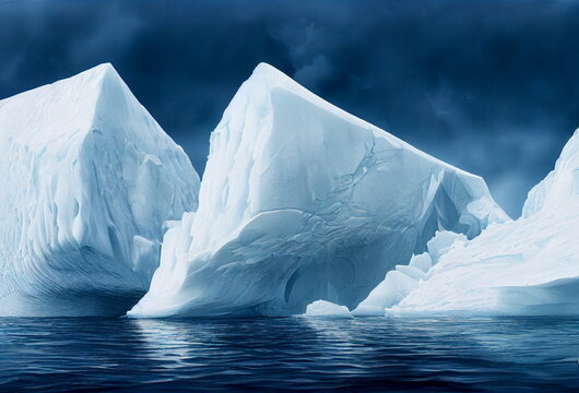 mountain, glacier, sea ice, ocean and icebergs