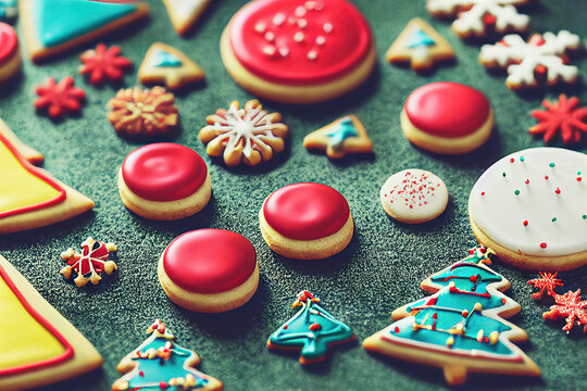 Homemade gingerbread christmas cookies as wallpaper background