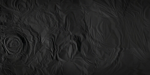 Black paper texture . Dark black wrinkled paper texture. Black crumpled paper texture . black crumpled and top view textures can be used for background of text or any contents . 