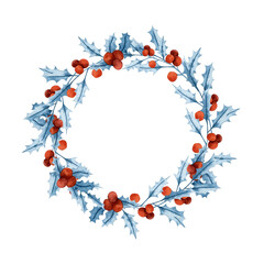 Watercolor holly christmas frame