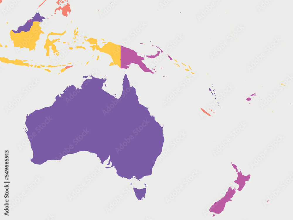 Wall mural australia and oceania blank map. high detailed political map of australian and pacific region - Wall murals