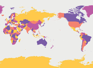 Fototapeta premium World blank map - Asia, Australia and Pacific Ocean centered. High detailed political map of World