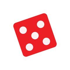 Dice isolated on white background. Red dice cube with white dots. 