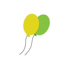 The Two Balloons Yellow And Green are shown on a white background. 