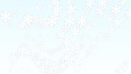 Christmas  Vector Background with Falling Snowflakes. Isolated on Red Background. Realistic Snow Sparkle Pattern. Snowfall Overlay Print. Winter Sky. Papercut Snowflakes.