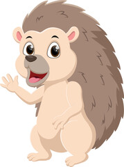 Cartoon happy hedgehog isolated on white background