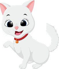 Fototapeta na wymiar Cartoon cute cat isolated on white background