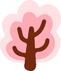 hand draw cute pink tree