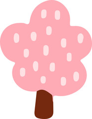 hand draw cute pink tree