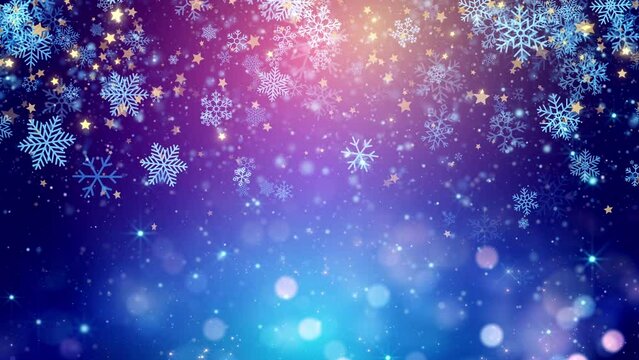 falling snow flakes new year background loop