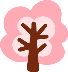 hand draw cute pink tree