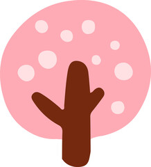 hand draw cute pink tree