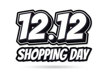 12.12 Shopping day font design on white background. Vector illustration