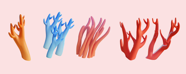 3D Coral reefs element set