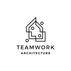 Fototapeta premium house home people human team work family logo vector icon illustration