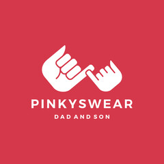 pinky swear promise dad and son daughter little finger hand logo vector icon illustration
