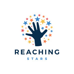 Fototapeta premium hand reaching star dream logo vector icon illustration