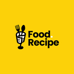 recipe food fork spoon logo template vector icon illustration