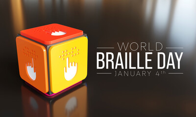 World Braille day is observed every year on January 4. 3D Rendering