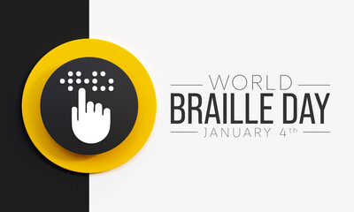 World Braille day is observed every year on January 4. 3D Render