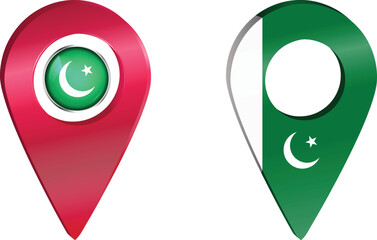 Destination pin icon with Pakistan flag.Location red map marker