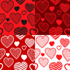 Fototapeta na wymiar Heart hand drawn doodle sketch seamless. Love vector background. Scribble heart illustration.
