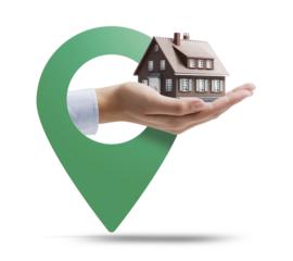 PNG file no background Real estate promotional banner with model house