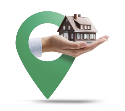 PNG file no background Real estate promotional banner with model house